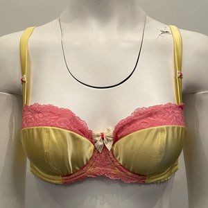 BNWT Tutti Rouge Tallulah Sunshine Bra Yellow Pink Lace 30 D